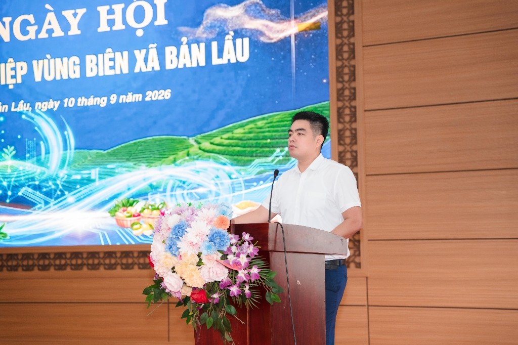 Đồng chí Nguyễn Hải Đăng – Bí thư Đảng ủy xã Bản Lầu phát biểu tại sự kiện